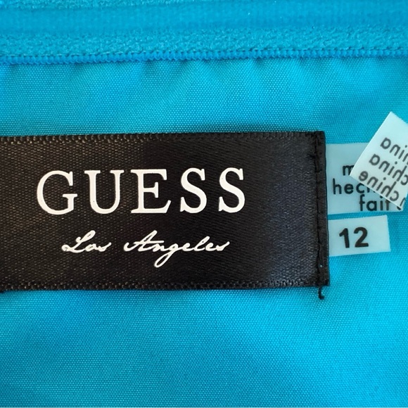 GUESS PEACOCK BLUE STRAPLESS CORSET BUSTIER PARTY DRESS. WOMEN’S SIZE 12 - Picture 8 of 10